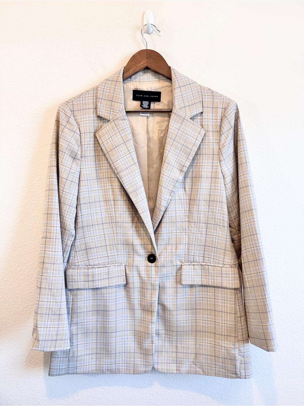 Know One Cares Plaid Blazer Quiet Luxury Academia Preppy Career Jacket M E04 - Picture 2 of 8